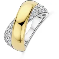 Ti sento Dames Ring - 925 zilver - Zirkonia met geel verguld - Maat 17.75 mm / maat 56 - 12404ZY