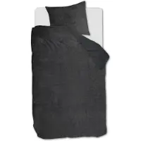 Ambiante Plush Teddy dekbedovertrek - Eenpersoons - 140x200/220 - Antraciet