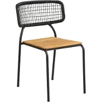 House Nordic Eetkamerstoel Nashville Teak Naturel/Zwart- Set van 4