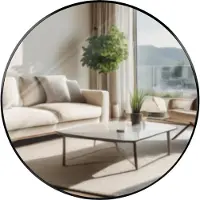 CLP Elsie Wandspiegel - Rond - Diepte lijst 3 cm - ideaal voor woonkamer, slaapkamer of badkamer - zwart XL