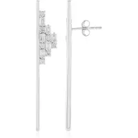 Cavill - 925 Sterling Zilver Oorbellen - 1,945 ct Cambodjaanse Zirkon - Geplatineerd Platina - Moderne elegante stijl