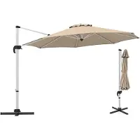 KOMFOTTEU Parasol 325 cm - zweefparasol - draaibaar - kantelbaar - aluminium stang - tuinparasol - voor tuinen en balkons