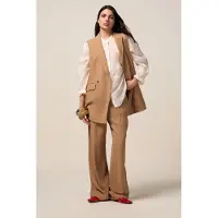 Oltre Fluid Viscose Blend Vest Beige Maat: 48 | Gilets Outlet | Dames | Bruin