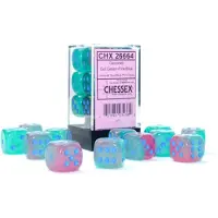 Chessex Gemini Gel Green-Pink/blue Luminary D6 16mm Dobbelsteen Set (12 stuks)