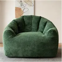 OKWISH Zitzakstoel Rond - Ergonomische Lichaamsvormende Zitondersteuning - Voor Woonkamer Slaapkamer Leeshoek - Flanel - Groen