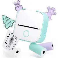 LONGZIMING -Groene Mini Labelprinter – Draagbare Printer met 3 Rollen voor Stickers, Notities, Foto’s, Dagboek en DIY