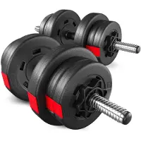 Hop-Sport – Dumbbellset 20 kg – 2 Halters met Gewichten – 30 mm Halterstangen – Kunststof Schijven