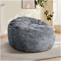STILVORA Hoge rugleuning zitzak fauteuil met ergonomisch ontwerp, beanbag stoel met een ruim ligvlak, grijze loungefauteuil met een eenvoudig design
