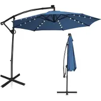 KOMFOTTEU Parasol Ø 300 cm - zweefparasol Solar LED - draaibaar - kantelbaar - tuinparasol met verlichting - voor tuinen en balkons