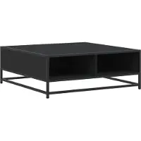 vidaXL Salontafel 80x80x30 cm bewerkt hout en metaal zwart
