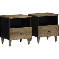 vidaXL Nachtkastjes 2 st 40x33x46 cm massief mangohout lichtgrijs