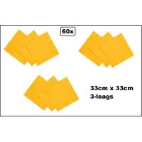 Wefiesta 60x Servetten geel 33cm x 33cm - 3 laags - Cocktail servet diner eten knoeien restaurant BBQ thema feest verjaardag feest