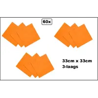 Wefiesta 60x Servetten oranje 33cm x 33cm - 3 laags - Cocktail servet diner eten knoeien restaurant BBQ thema feest verjaardag feest