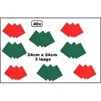Wefiesta 40x Servetten groen en rood 24cm x 24cm - 3 laags - Party Cocktail servet diner eten knoeien restaurant BBQ thema feest verjaardag feest