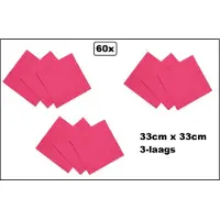 Wefiesta 60x Servetten pink 33cm x 33cm - 3 laags - Cocktail servet diner eten knoeien restaurant BBQ thema feest verjaardag feest