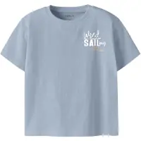 Name it MINI T-shirt met backprint lichtblauw Jongens Stretchkatoen Ronde hals - maat 104