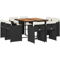 vidaXL 9-delige Tuinset poly rattan zwart