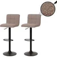 MCW Set van 2 barkrukken -G87, barkruk barstoel, in hoogte verstelbaar draaibaar, Boucle stof (450g/m²) ~ taupe