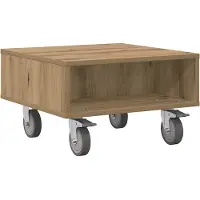 vidaXL Bijzettafel met wielen Artisan Eiken 50,5 x 50 x 30 cm
