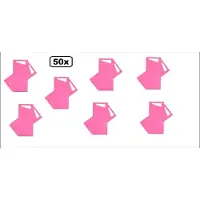 Wefiesta 50x Bestekzakjes Fuchsia/pink met wit servet -Fout feest bestekzakje festival restaurant thema feest tafel dekken chic gala huwelijk