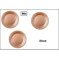 TakeAware 96x Bord 23cm rose goud karton - Feest festival black and gold party verjaardag
