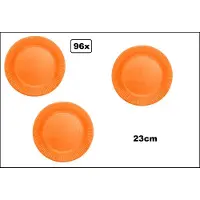 TakeAware 96x Bord 23cm oranje karton - Feest festival black and gold party verjaardag