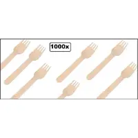 TakeAware 1000x Houten vork naturel 160mm - Bestek duurzaam hout vork salade vork food
