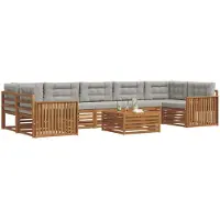 vidaXL Buiten bank set 8 st Natuurlijk en Licht Grijs
