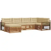vidaXL Buiten bank set 6 st Natuurlijk en Beige