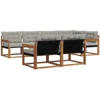 vidaXL Buiten bank set 7 st Naturel en lichtgrijs