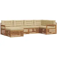 vidaXL Buiten bank set 6 st Natuurlijk en Beige