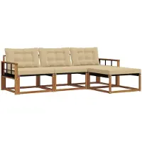 vidaXL Buiten bank set 4 st Natuurlijk en Beige