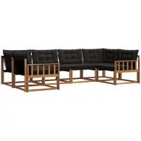 vidaXL Buiten bank set 6 st Natuurlijk en zwart