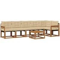 vidaXL Buiten bank set 7 st Natuurlijk en Beige
