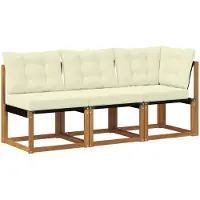 vidaXL 3 st Outdoor Midden- en Hoekbank Naturel