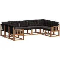 vidaXL Buiten bank set 9 st Naturel en Zwart