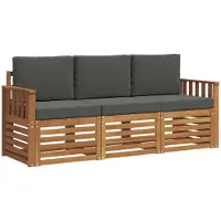 vidaXL Sofa-Sets 3 st Natuurlijk en Antraciet Massief Acacia Hout