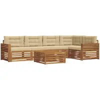 vidaXL Buiten bank set 6 st Natuurlijk en Beige