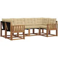 vidaXL Tuinset met 6 zitplaatsen, natuurlijke en beige kleuren