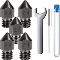 MMOBIEL 5x 0.4mm gehard staal MK8 3D printer Nozzles voor o.a. Creality Ender 3/6-serie