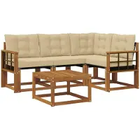 vidaXL Buiten bank set 5 st Natuurlijk en Beige
