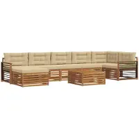 vidaXL Buiten bank set 8 st Natuurlijk en Beige