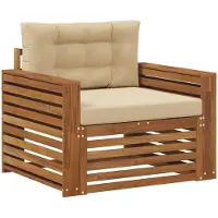 vidaXL Buitensofa Massief Acacia Hout en Polyester Natuurlijk en Beige