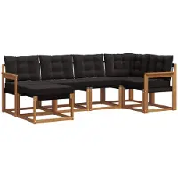 vidaXL Buiten bank set 6 st Natuurlijk en zwart