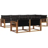 vidaXL Buiten bank set 7 st Naturel en Zwart