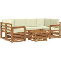 vidaXL Buiten bank set 7 st Natuurlijk en Crème Massief Acacia Hout