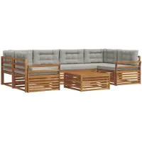 vidaXL Buiten bank set 7 st Natuurlijk en Licht Grijs
