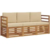 vidaXL Sofa-Sets 3 st Natuurlijk en Beige Massief Acacia Hout