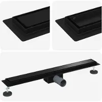 vidaXL 2 in 1 Doucheafvoer Zwart 70 cm Roestvrij staal 304