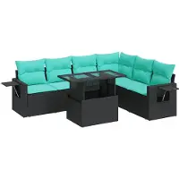 vidaXL 7-delige Loungeset met kussens poly rattan acacia zwart